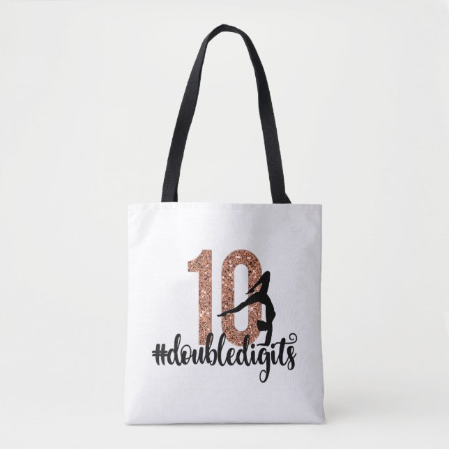 10th Birthday Gift Double Digits Girls Gymnastics Tote Bag (Front)