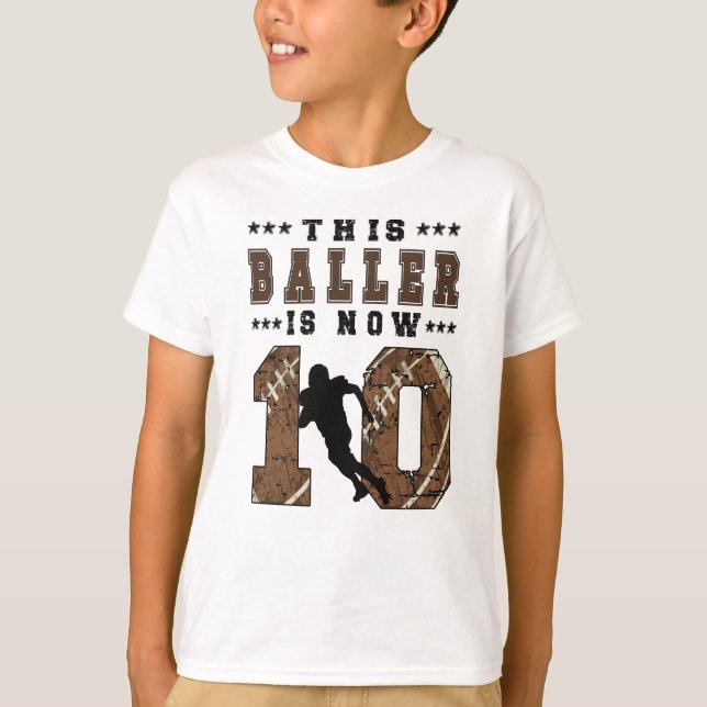 10th Birthday Gift Football Player 10 Year Old Boy T-Shirt (Front)