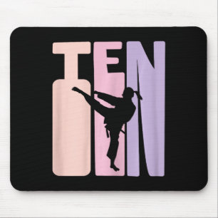 10th Birthday Gift Karate Retro Taekwondo Martial Mouse Pad