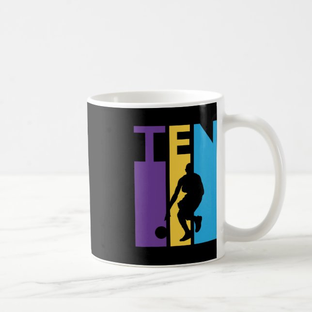 10th Birthday Gift Ten Colourful Basketball 10 Yea Coffee Mug (Right)