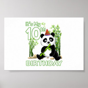 10th Birthday Gifts 10 Years Old Party Animal Pand Poster