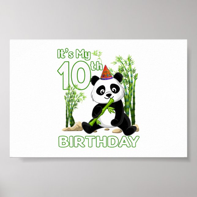 10th Birthday Gifts 10 Years Old Party Animal Pand Poster (Front)