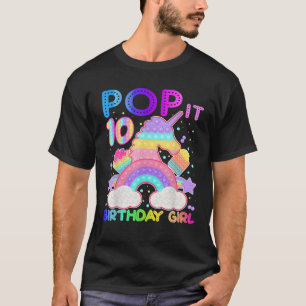 10Th Birthday Gifts Pop It Unicorn Fidget Toy 10 Y T-Shirt