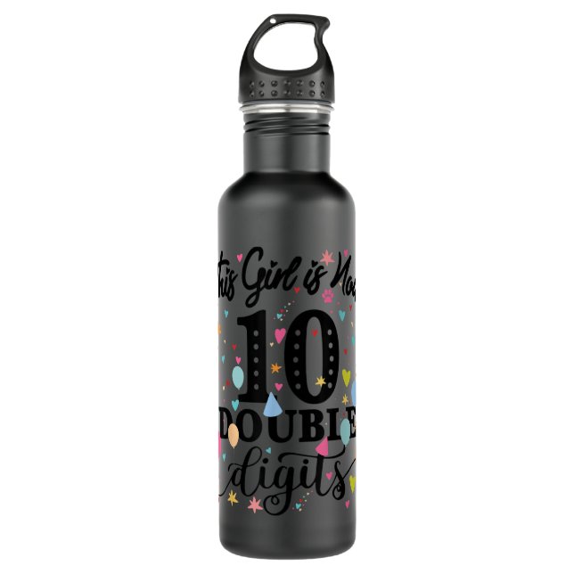 10th Birthday Gifts This Girl Is Now 10 Double Dig 710 Ml Water Bottle (Front)
