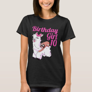 10th Birthday Girl 10 Ten Year Old Sloth Riding Ll T-Shirt