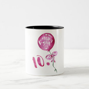 10th Birthday Girl, Anniversary Girls Gifts Two-Tone Coffee Mug