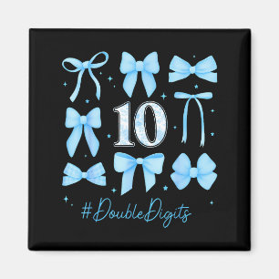 10th Birthday Girl Blue Coquette Bow 10 Year Old A Magnet