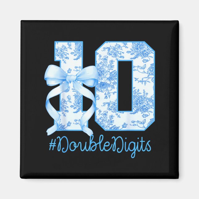 10th Birthday Girl Blue Coquette Bow 10 Year Old  Magnet (Front)