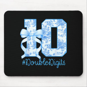 10th Birthday Girl Blue Coquette Bow 10 Year Old Mouse Pad