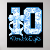 10th Birthday Girl Blue Coquette Bow 10 Year Old 