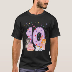 10th Birthday Girl cute Cat outfit 10 years old bd T-Shirt