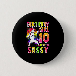10th Birthday Girl Dabbing Unicorn 10 Years Old St 6 Cm Round Badge