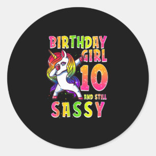 10th Birthday Girl Dabbing Unicorn 10 Years Old St Classic Round Sticker