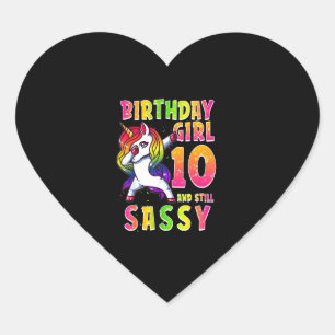 10th Birthday Girl Dabbing Unicorn 10 Years Old St Heart Sticker