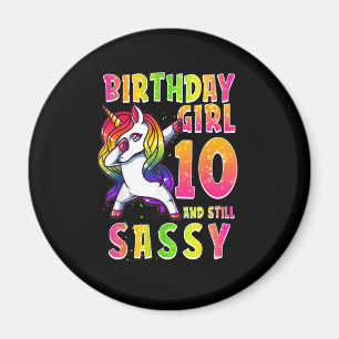 10th Birthday Girl Dabbing Unicorn 10 Years Old St Magnet