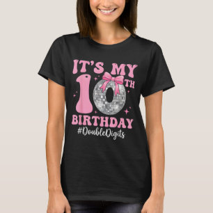 10th birthday girl double digits bow disco ball10t T-Shirt
