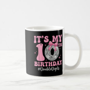 10th Birthday Girl Double Digits Bow Disco Ball Coffee Mug