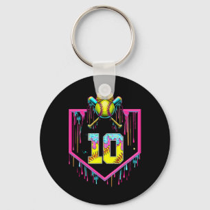 10th Birthday Girl Ice Cream Softll Drip Coquette Key Ring