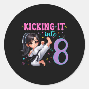 10th Birthday Girl-martial Arts Party Karate Taekw Classic Round Sticker