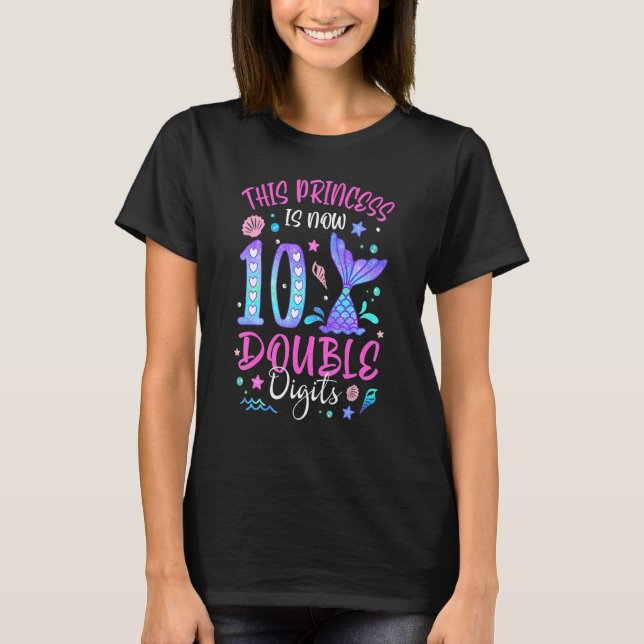 10th Birthday Girl Mermaid Double Digits Bday Merm T-Shirt (Front)