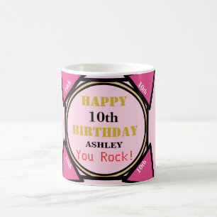 10th Birthday Girl Name Pink Gold Any AGE Coffee Mug