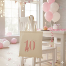 10th Birthday Girl Pink Bow Tote Bag