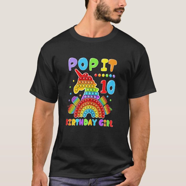 10th Birthday Girl Pop It Fidget Toy 10 Year Old B T-Shirt (Front)