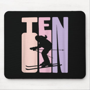 10th Birthday Girl Retro Ski Lover Skier 10 Years Mouse Pad