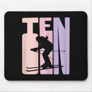 10th Birthday Girl Retro Ski Lover Skier 10 Years Mouse Pad