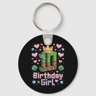 10th Birthday Girl Shirt Gaming Pixel Party 10 Yea Key Ring