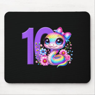 10th Birthday Girl Snake Party Rainbow Coquette Bo Mouse Pad