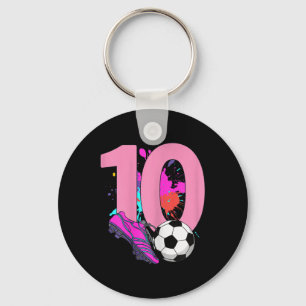 10th Birthday Girl Soccer Player Footll 10 Years O Key Ring