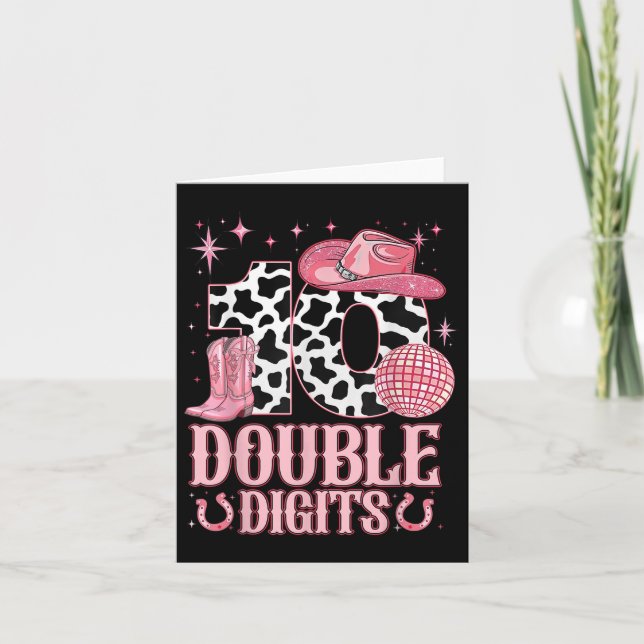 10th Birthday Girl Western Coquette Bow Cowgirl Bi Card (Front)