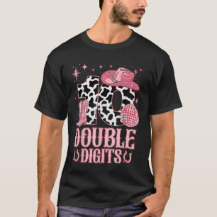 10th Birthday Girl Western Coquette Bow Cowgirl Bi T-Shirt