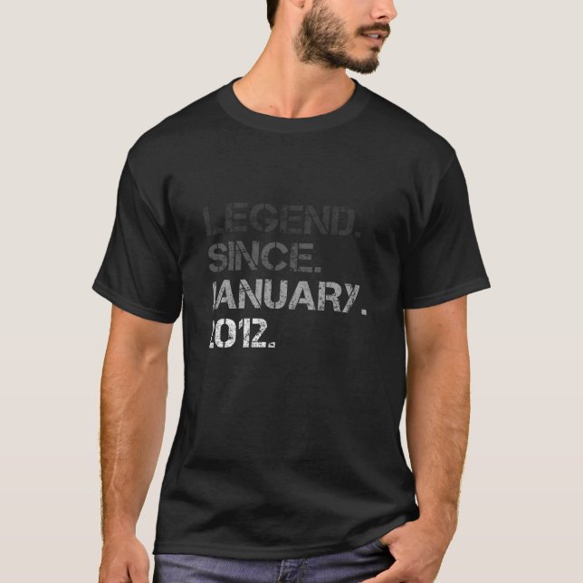 10Th Birthday Girls Boys 10 Years Old Legend Janua T-Shirt (Front)