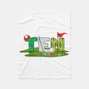 10th Birthday Golf Theme 10 Year Old Kids Sport Pa Fleece Blanket