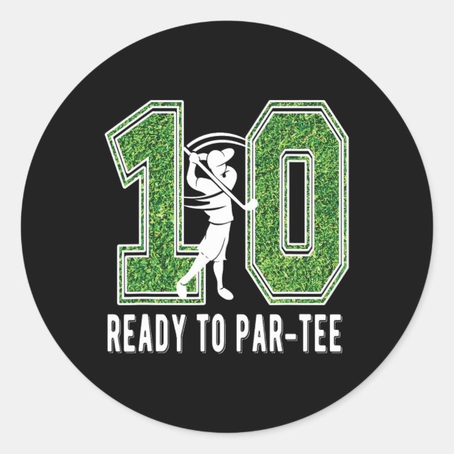 10th Birthday Golfer Boy Ten Year Old Golf Player  Classic Round Sticker (Front)