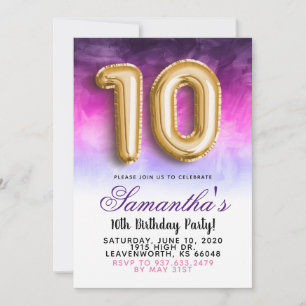 10th Birthday Gradient Invitation