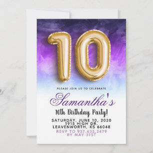 10th Birthday Gradient Invitation