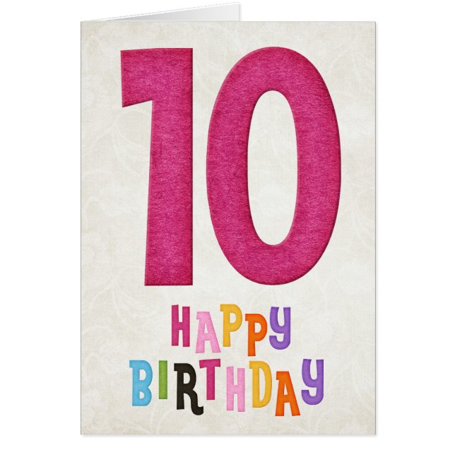 10th Birthday Happy Birthday Card Design 4 (Front)