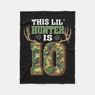 10th Birthday Hunting Deer 10 Year Old Hunter  Fleece Blanket