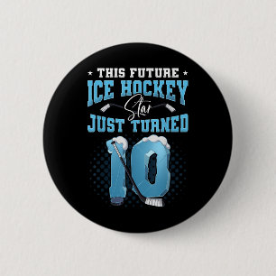 10th Birthday Ice Hockey 6 Cm Round Badge