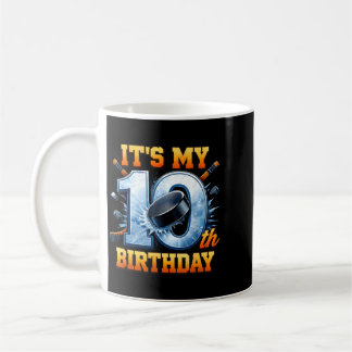10th Birthday Ice Hockey Boy 10 Year Old Hockey Coffee Mug