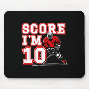10th Birthday Ice Hockey Boy Ten Year Old Ice Hock Mouse Pad