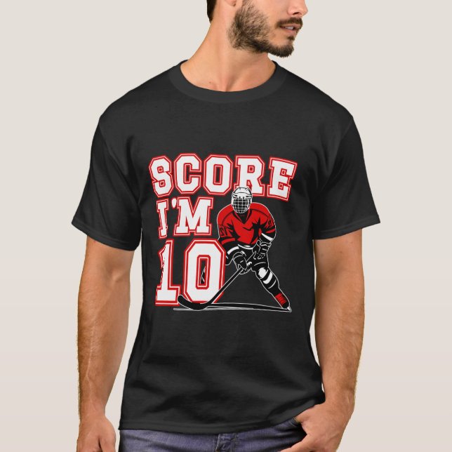 10th Birthday Ice Hockey Boy Ten Year Old Ice Hock T-Shirt (Front)