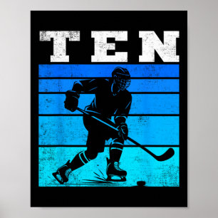 10th Birthday Ice Hockey Boys Ten Hockey Birthday Poster