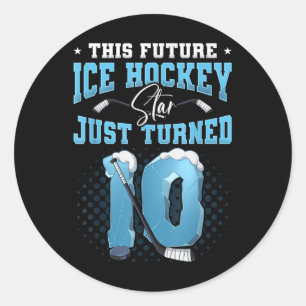 10th Birthday Ice Hockey  Classic Round Sticker