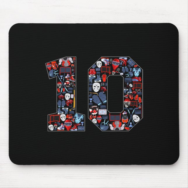 10th Birthday Ice Hockey Themed 10 Year Old Party  Mouse Pad (Front)