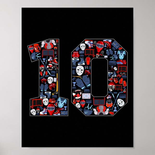 10th Birthday Ice Hockey Themed 10 Year Old Party  Poster (Front)