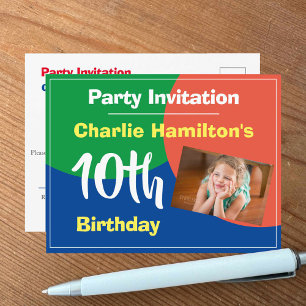 10th Birthday Invitation with Photo Postcard